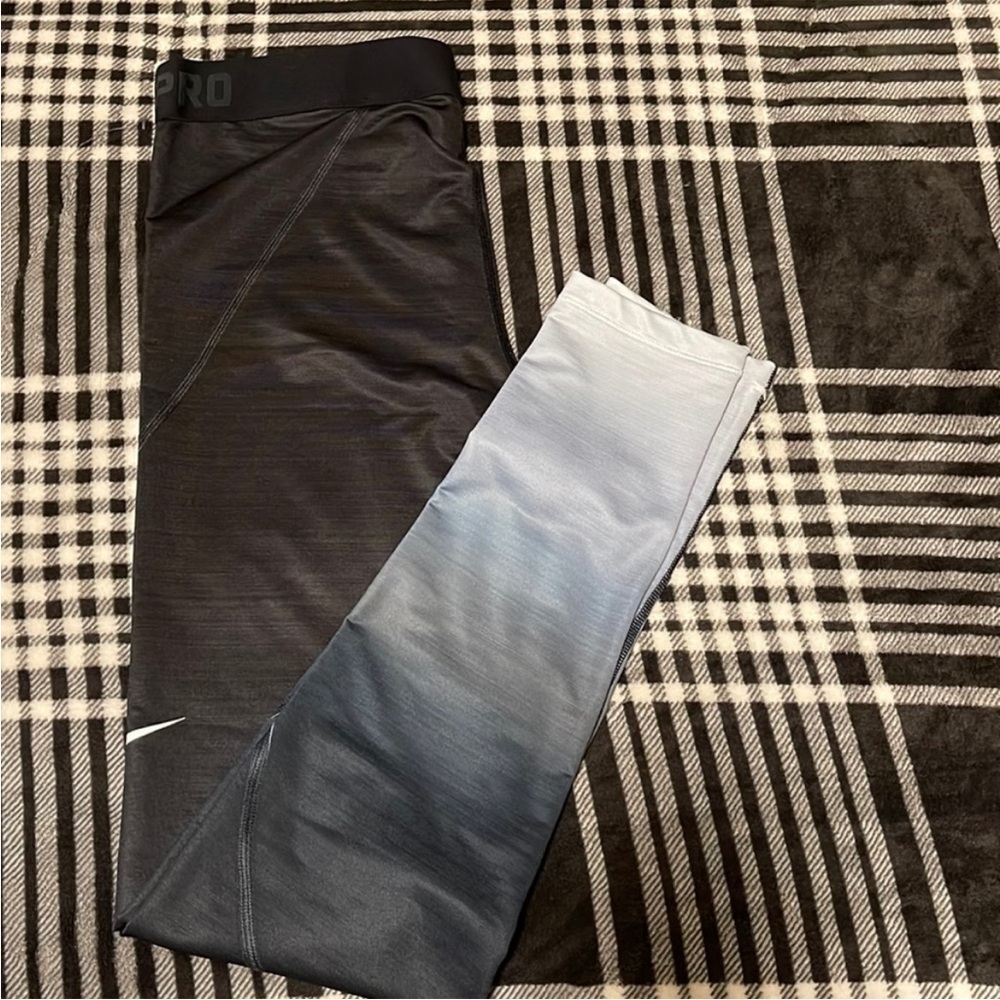 ☀️Nike - Black Blue Ombre Pro Hyperwarm Leggings - L
